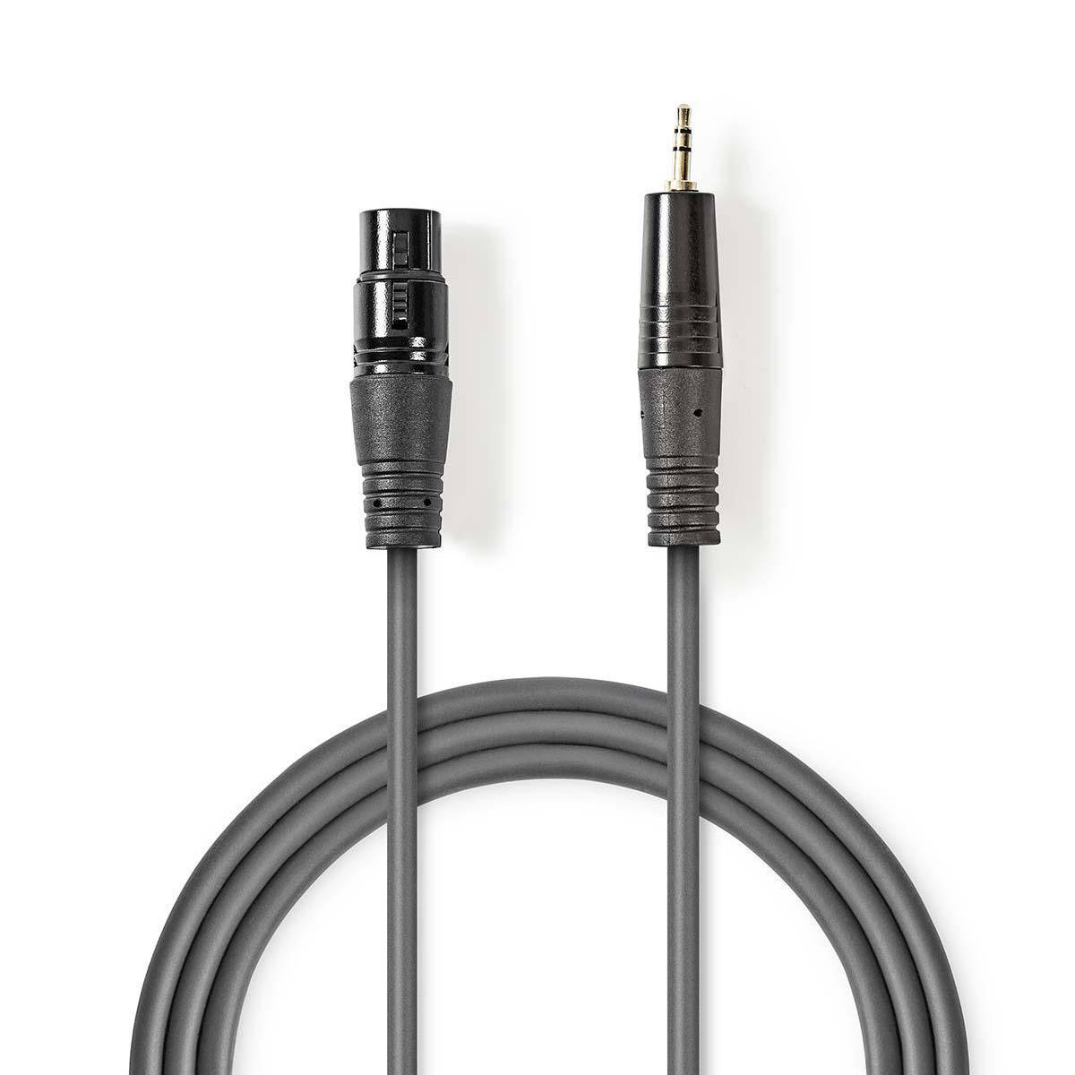 Cablu Audio Balansat XLR 3 Pini mama - Jack 3.5mm tata stereo 1m Gri NEDIS