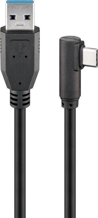 Cablu 0.5m USB Type C tata la USB A 3.0 tata unghi 90 grade negru Goobay