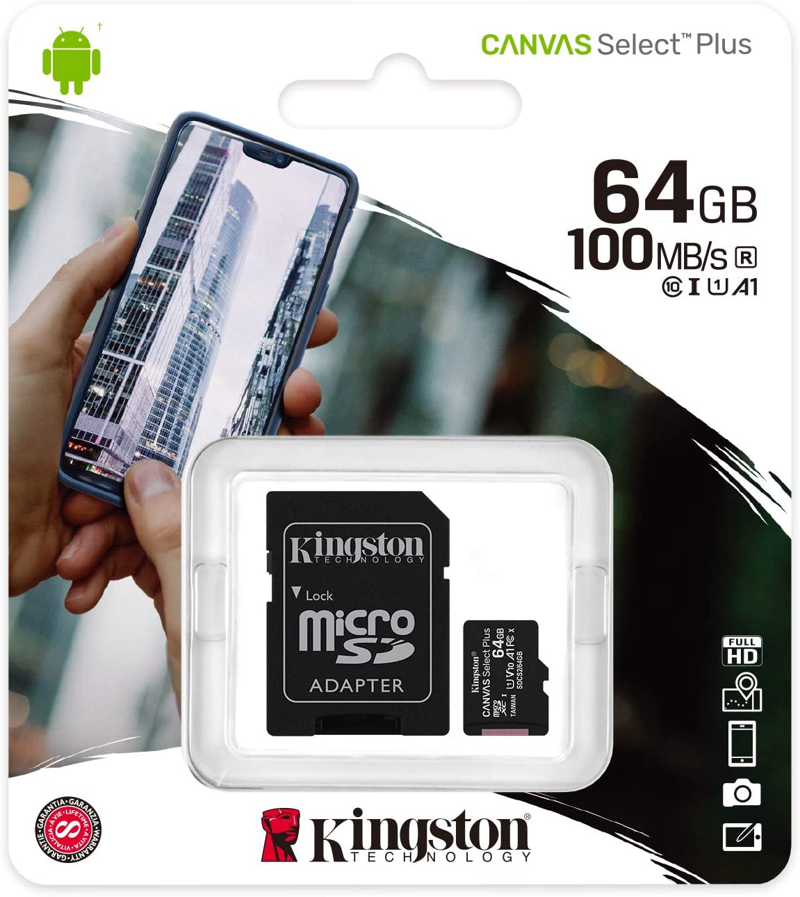 Card microSD Kingston 64GB Clasa 10 cu adaptor SD