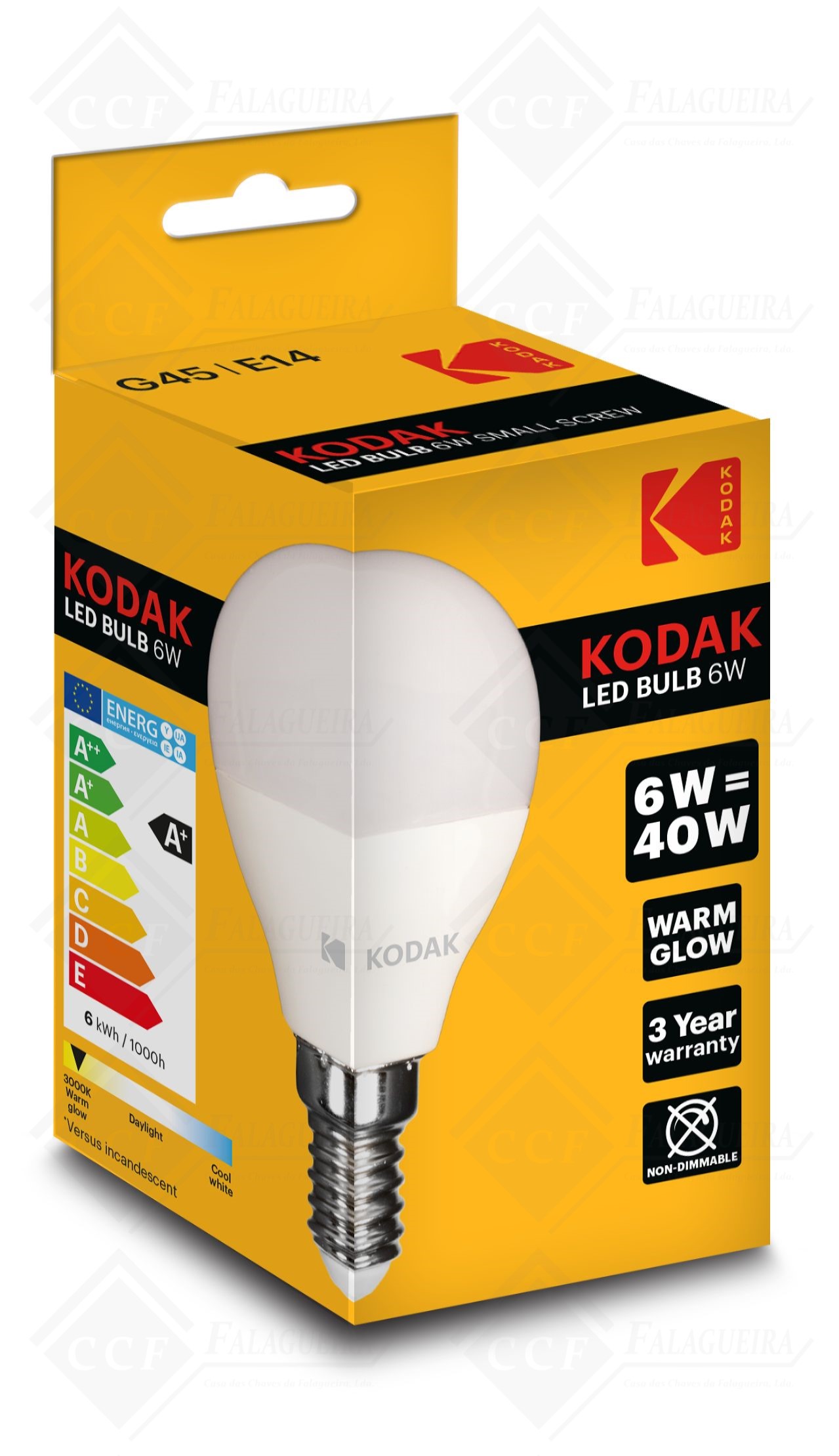 Bec LED KODAK E14 6W 480lm echivalent 40W 6000K lumina rece
