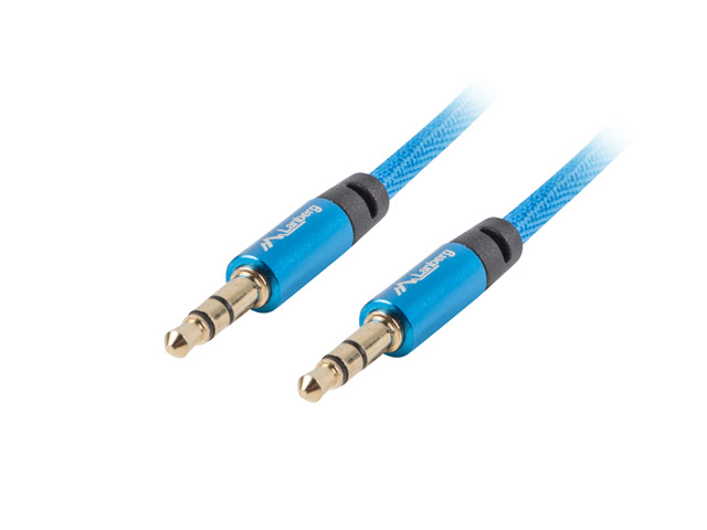 Cablu audio Jack 3.5 mm tata-tata albastru panzat 1m Lanberg
