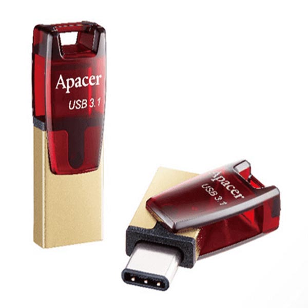 Memorie flash Apacer AH180 USB 3.2 - USB TYPE C 32GB OTG rosu AP32GAH180R-1