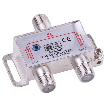 Spliter 2 cai power pass 5-2450Mhz Cabletech