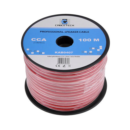 Cablu difuzor super flexibil CCA 2x1mm alb/rosu Cabletech