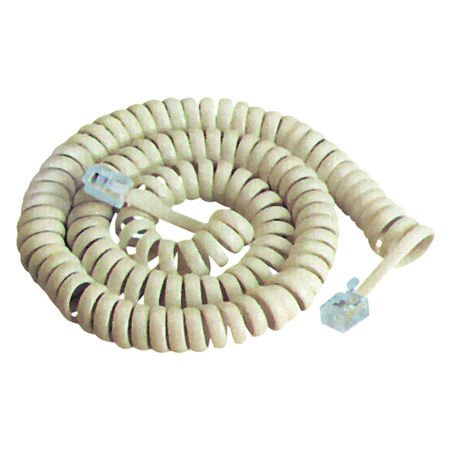 Cablu telefonic RJ10 spiralat 2.1m alb