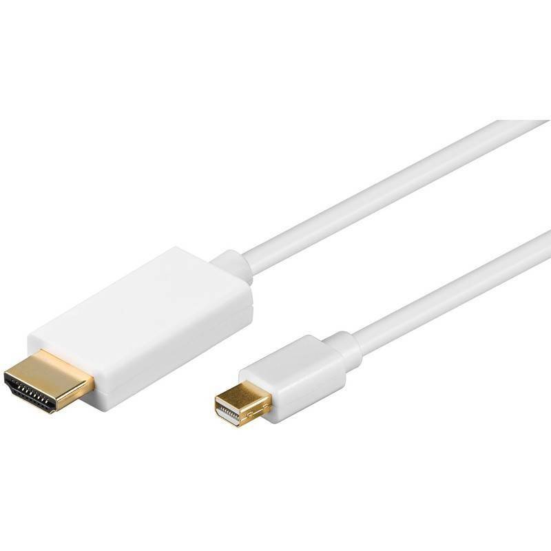 Cablu mini DisplayPort v1.2 la Hdmi 2m 3840×2160p 4K Ultra HD 2160p 30Hz alb Goobay