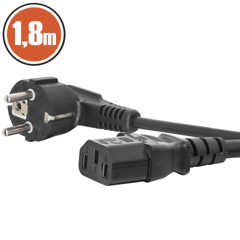 Cablu alimentare 1.8m Stecher tip CEE 7/7 dreptunghiular - soclu IEC C13 3x0.75mm dublu izolat 16A/250V