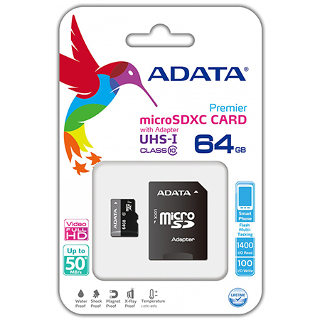 Card microSDXC UHS-I 64GB Clasa 10 video Full HD +adaptor SD ADATA