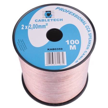 Cablu difuzor CCA 2×2.00mm transparent 100m Cabletech